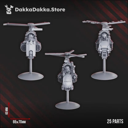 GorgWorks Copters by DakkaDakka 28mm Heroic Scale Miniature, 65mm tall, 3 Vehicles