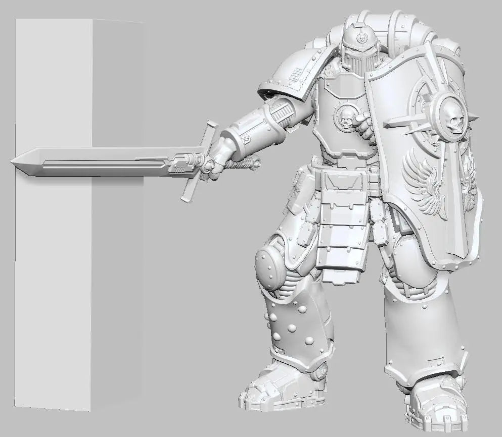 Captain & Giant Soldier by 3DArtGuy 28/32mm scale, 50mm tall, Miniature War Gaming Figure, Grim Dark, Proxy, Space Soldier, 6 Man Squad