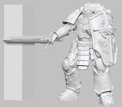 Captain & Giant Soldier by 3DArtGuy 28/32mm scale, 50mm tall, Miniature War Gaming Figure, Grim Dark, Proxy, Space Soldier, 6 Man Squad