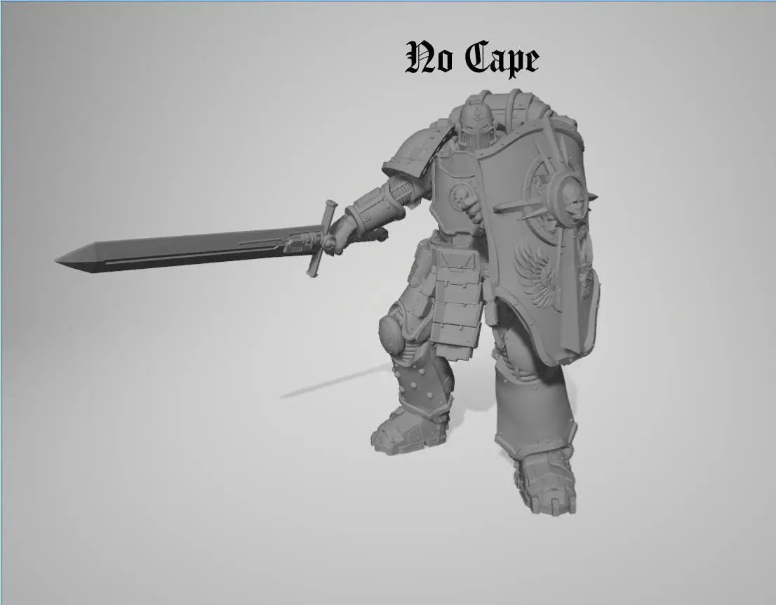 Captain & Giant Soldier by 3DArtGuy 28/32mm scale, 50mm tall, Miniature War Gaming Figure, Grim Dark, Proxy, Space Soldier, 6 Man Squad