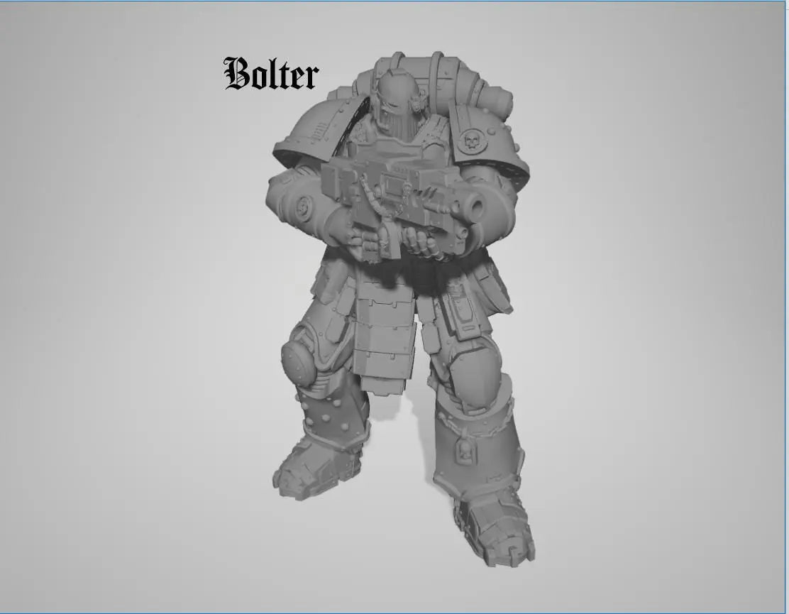 Captain & Giant Soldier by 3DArtGuy 28/32mm scale, 50mm tall, Miniature War Gaming Figure, Grim Dark, Proxy, Space Soldier, 6 Man Squad