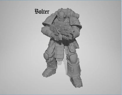 Captain & Giant Soldier by 3DArtGuy 28/32mm scale, 50mm tall, Miniature War Gaming Figure, Grim Dark, Proxy, Space Soldier, 6 Man Squad