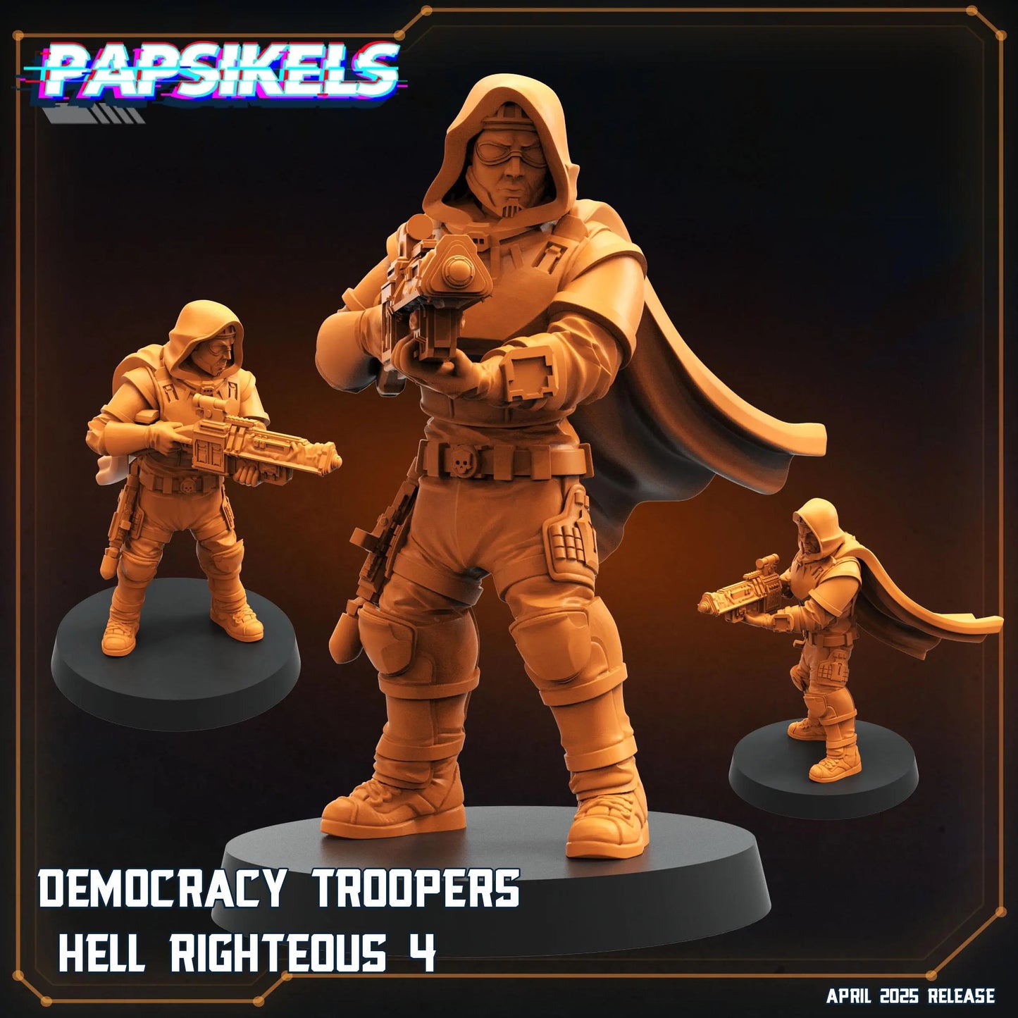 Democracy Troopers Hell Righteous by Papsikels Miniature, 32mm Heroic Scale, War Gaming, Proxy for Helldivers, Table top gaming, Sci-fi