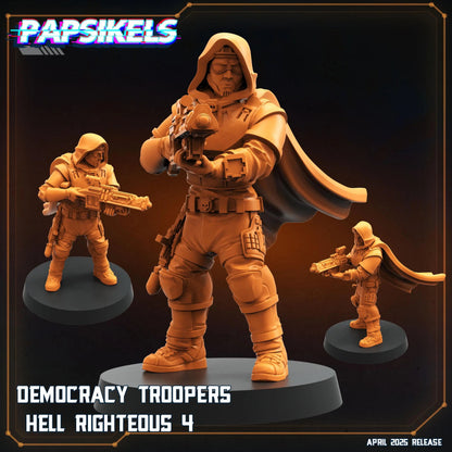 Democracy Troopers Hell Righteous by Papsikels Miniature, 32mm Heroic Scale, War Gaming, Proxy for Helldivers, Table top gaming, Sci-fi