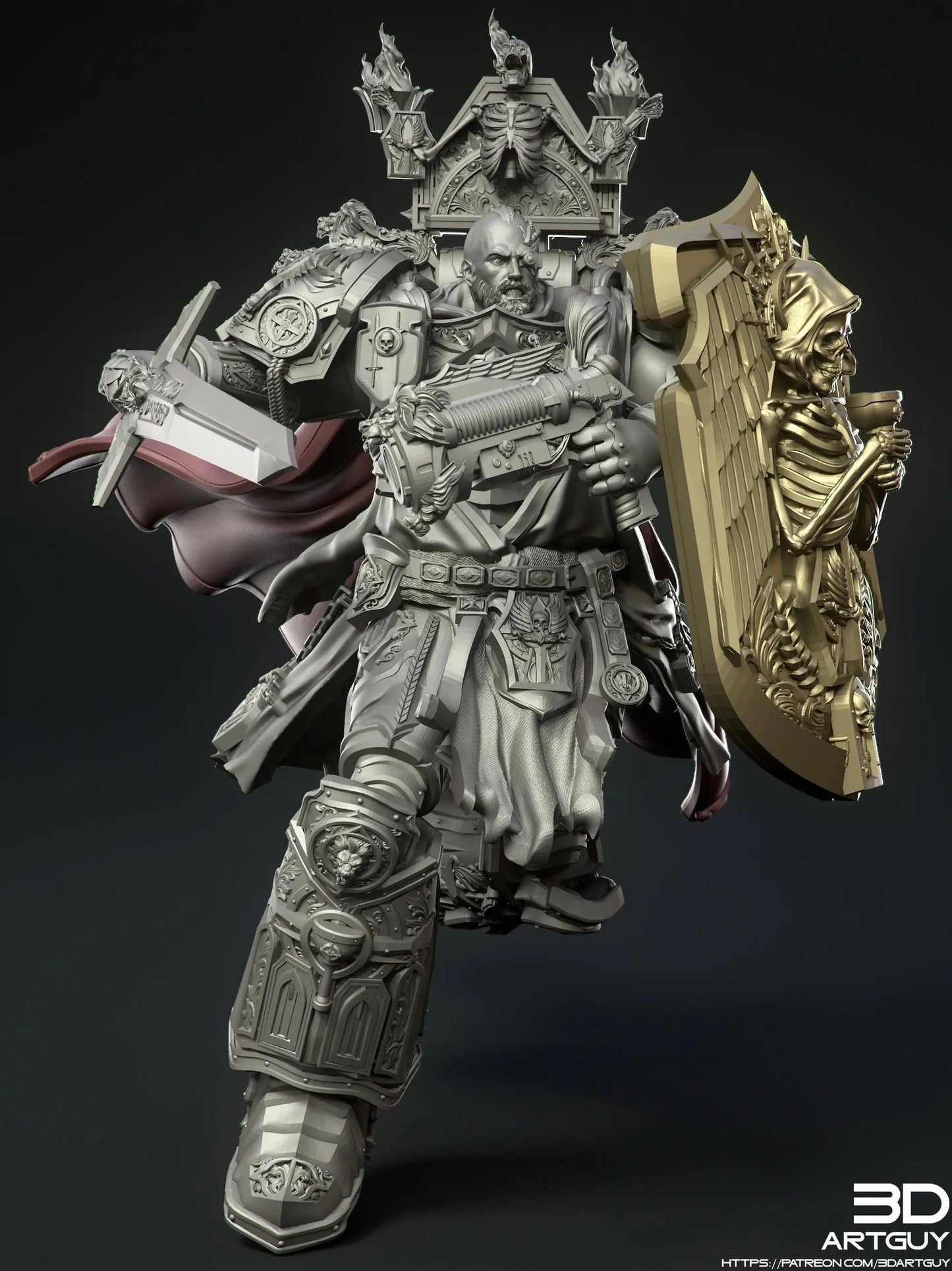 Grim Knight by 3DArtGuy 32mm scale, 50mm or 100mm, Miniature War Gaming Figure, Grim Dark, Proxy, Terminator, Death Wing, I, Angel