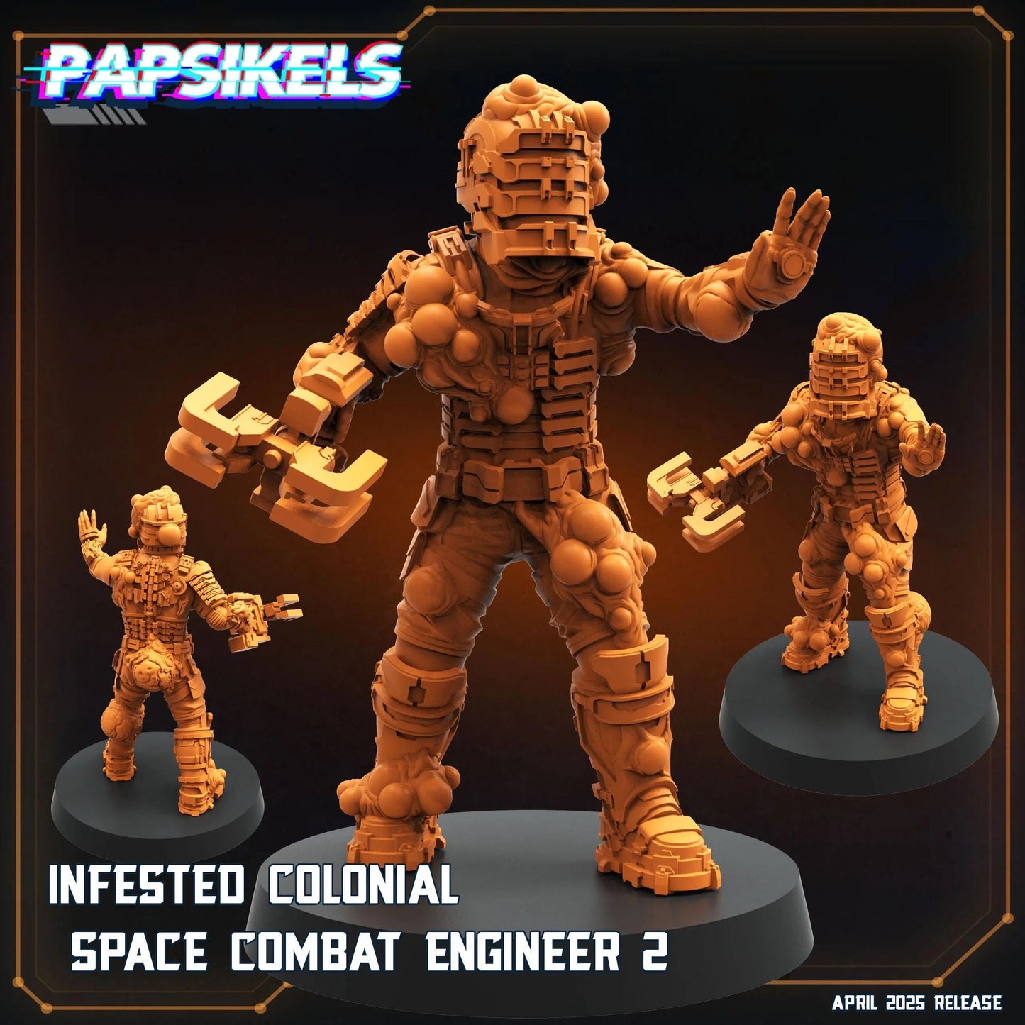 Infested Colonial Space Engineers by Papsikels Miniature, 32mm Heroic Scale, War Gaming, Proxy for Dead Space, Aliens vs Humans, Sci-fi