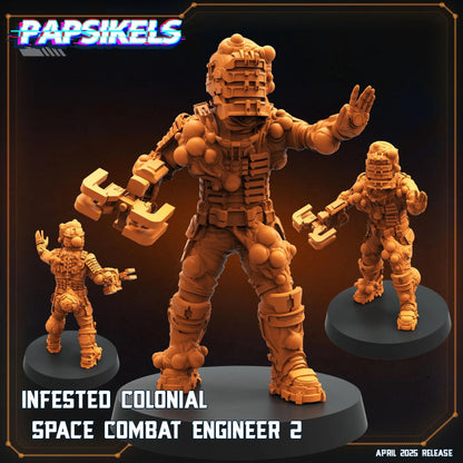 Infested Colonial Space Engineers by Papsikels Miniature, 32mm Heroic Scale, War Gaming, Proxy for Dead Space, Aliens vs Humans, Sci-fi