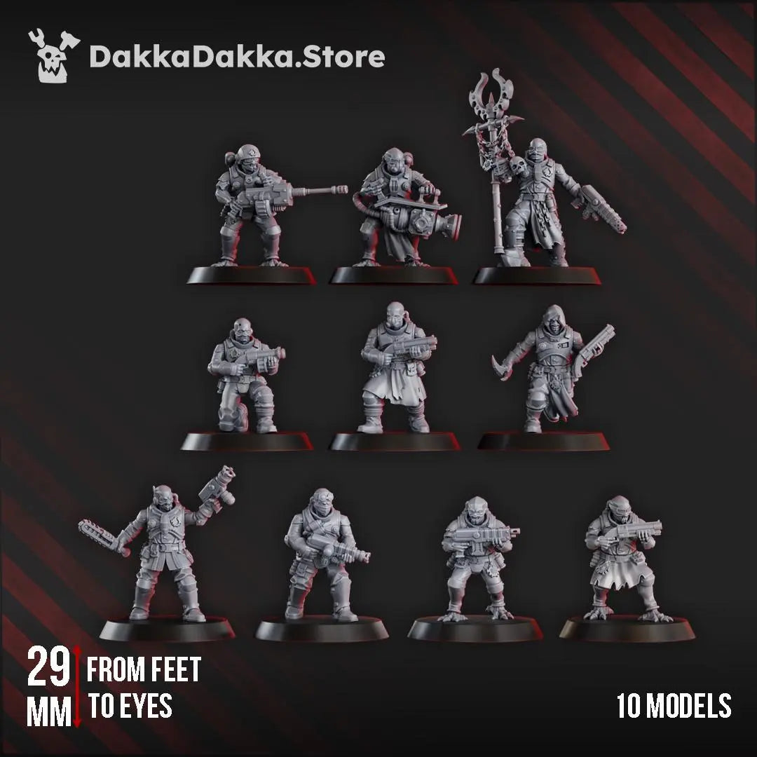 Liquidation Team of Cosmic Harvester by DakkaDakka 28mm Heroic Scale Miniature, 32mm tall, 10 Units, Proxy, Grimdark, Sci-Fi, OPR, Chaos