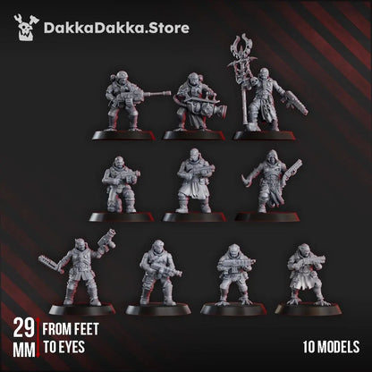 Liquidation Team of Cosmic Harvester by DakkaDakka 28mm Heroic Scale Miniature, 32mm tall, 10 Units, Proxy, Grimdark, Sci-Fi, OPR, Chaos
