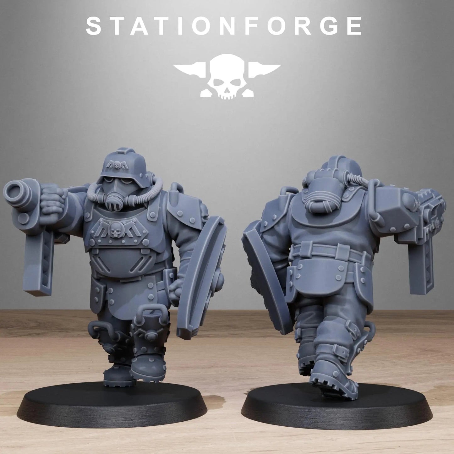 Grim Guard Armored Mutants by Station Forge 28/32mm Heroic Scale Miniature, 50mm tall, 10 Units, Proxy, Grimdark, Sci-Fi, OPR, Guard