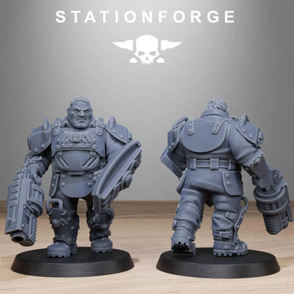 Grim Guard Armored Mutants by Station Forge 28/32mm Heroic Scale Miniature, 50mm tall, 10 Units, Proxy, Grimdark, Sci-Fi, OPR, Guard