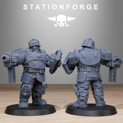 Grim Guard Armored Mutants by Station Forge 28/32mm Heroic Scale Miniature, 50mm tall, 10 Units, Proxy, Grimdark, Sci-Fi, OPR, Guard