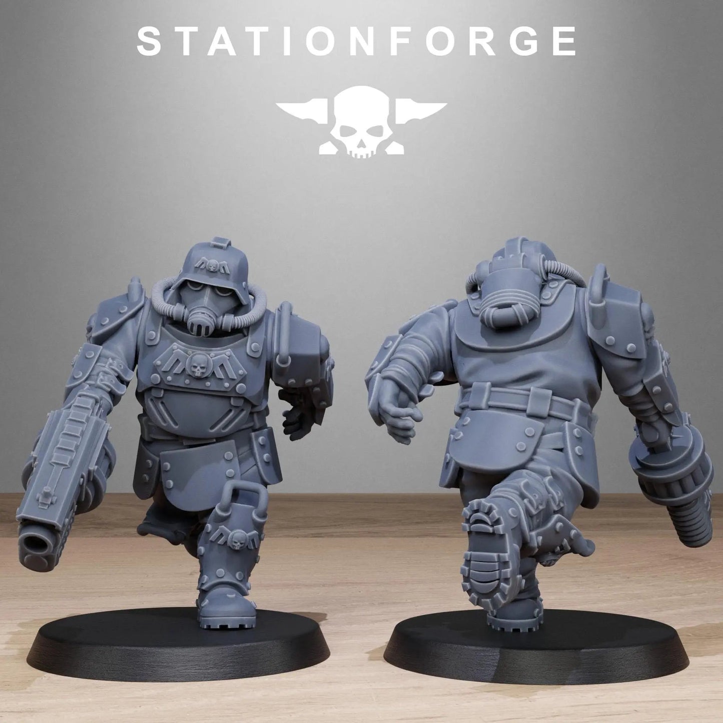 Grim Guard Armored Mutants by Station Forge 28/32mm Heroic Scale Miniature, 50mm tall, 10 Units, Proxy, Grimdark, Sci-Fi, OPR, Guard