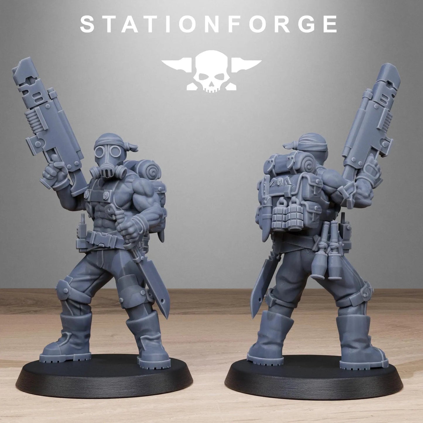 Grim Guard Jungle Fighters 2 by Station Forge 28mm Heroic Scale Miniature, 32mm tall, 10 Units, Proxy, Grimdark, Sci-Fi, OPR, Guard