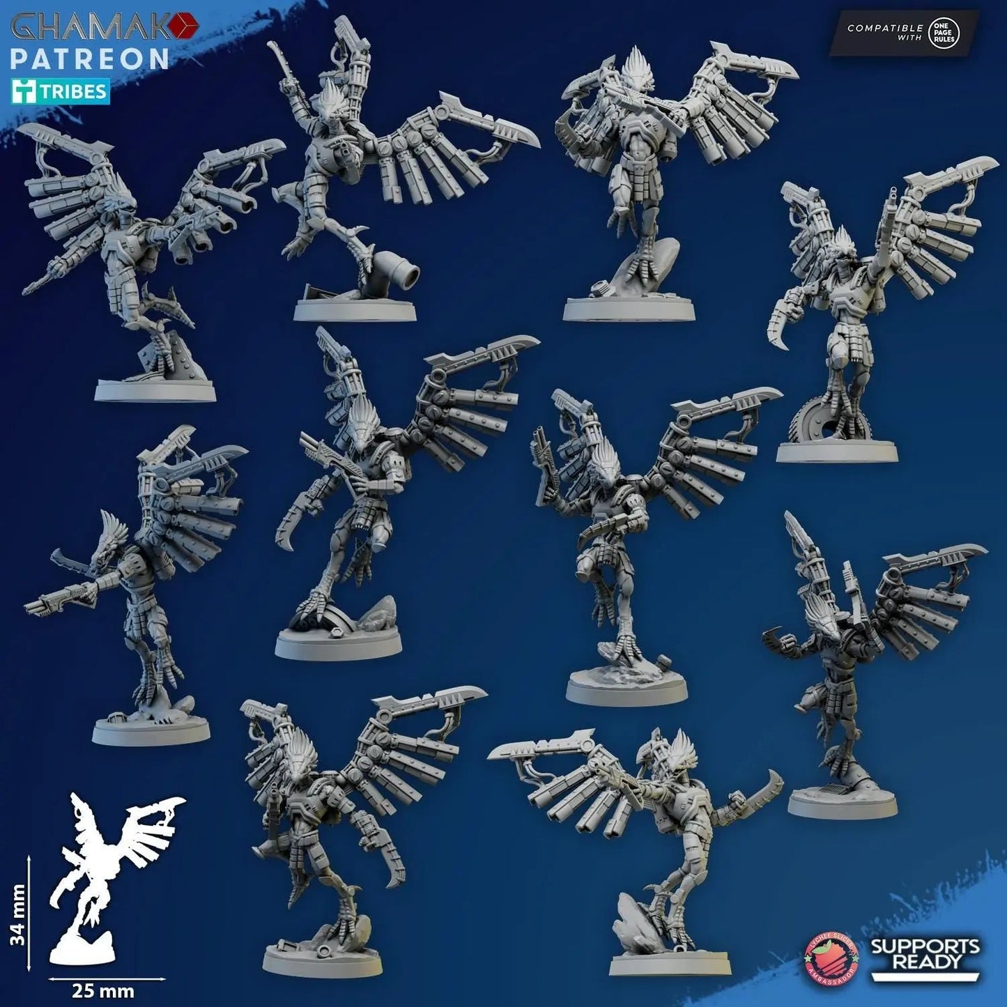Talon Marauders by Ghamak Sci-fi 28/32mm Heroic Scale Miniature, 34mm tall, 10 Units, Proxy, Grimdark, Sci-Fi, OPR