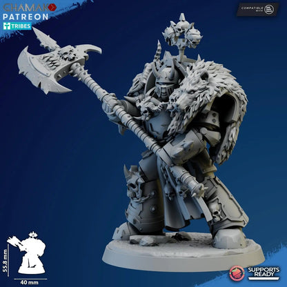 Exterminator Lord 4 by Ghamak Fantasy 28/32mm Scale Miniature, 56mm tall, Marine, Proxy, Sci-fi, Warlord, Chaos