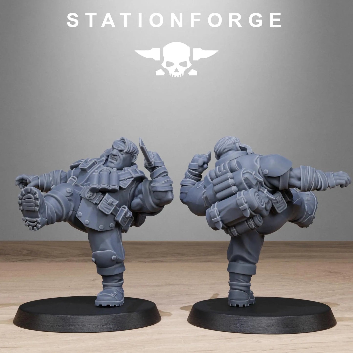Grimguard Jungle Fighter Mutants by Station Forge 28mm Heroic Scale Miniature, 45mm tall, 10 Units, Proxy, Grimdark, Sci-Fi, OPR, Guard