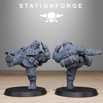 Grimguard Jungle Fighter Mutants by Station Forge 28mm Heroic Scale Miniature, 45mm tall, 10 Units, Proxy, Grimdark, Sci-Fi, OPR, Guard
