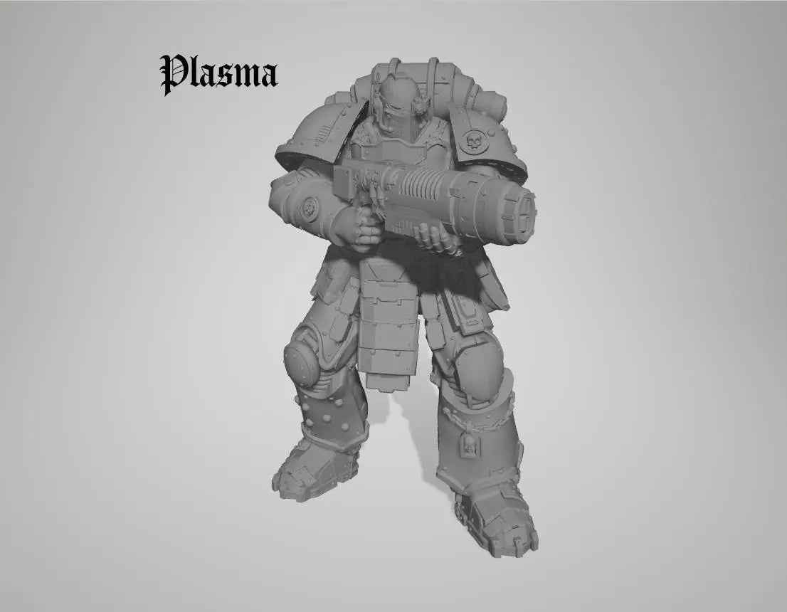 Captain & Giant Soldier by 3DArtGuy 28/32mm scale, 50mm tall, Miniature War Gaming Figure, Grim Dark, Proxy, Space Soldier, 6 Man Squad
