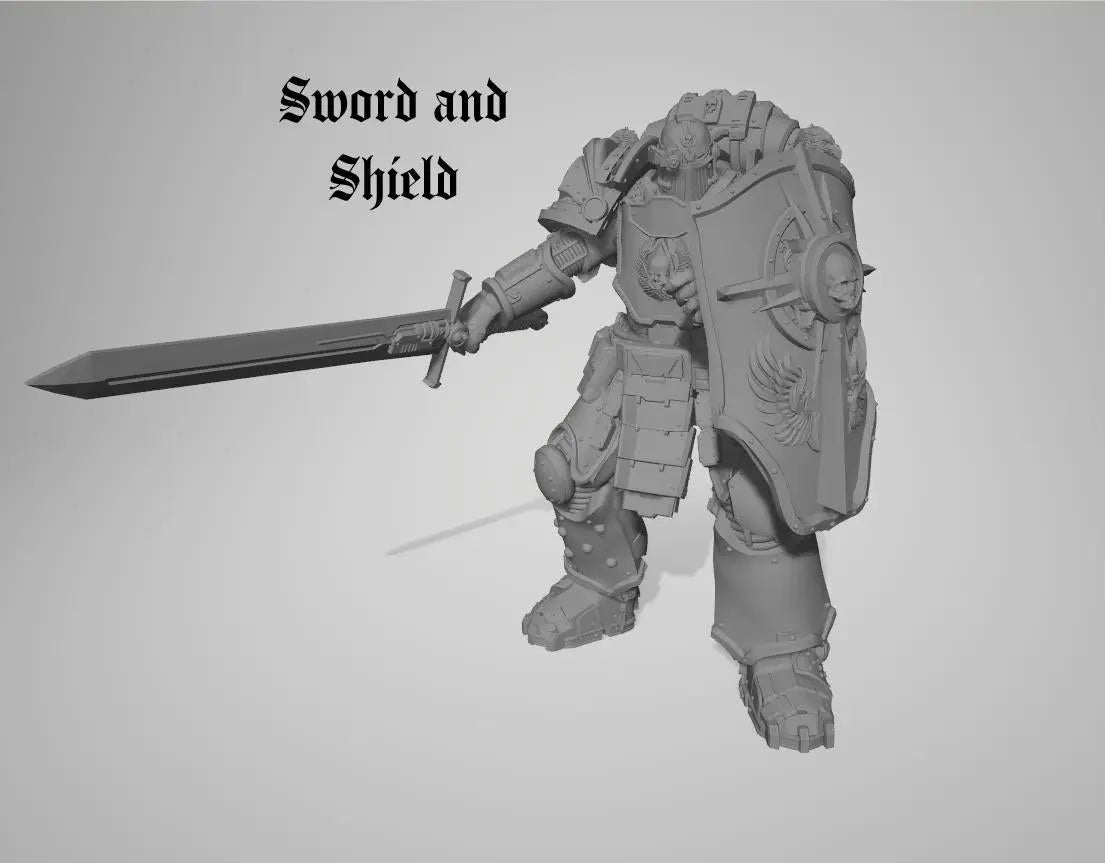 Captain & Giant Soldier by 3DArtGuy 28/32mm scale, 50mm tall, Miniature War Gaming Figure, Grim Dark, Proxy, Space Soldier, 6 Man Squad