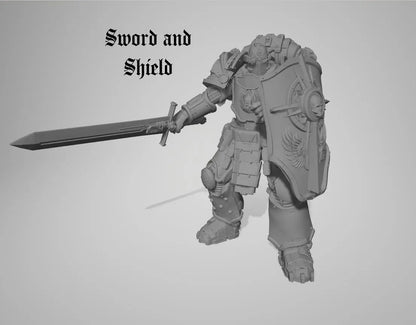 Captain & Giant Soldier by 3DArtGuy 28/32mm scale, 50mm tall, Miniature War Gaming Figure, Grim Dark, Proxy, Space Soldier, 6 Man Squad