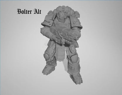 Captain & Giant Soldier by 3DArtGuy 28/32mm scale, 50mm tall, Miniature War Gaming Figure, Grim Dark, Proxy, Space Soldier, 6 Man Squad
