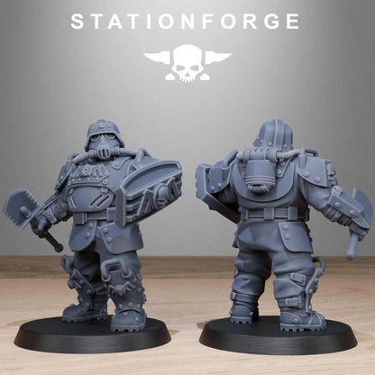 Grim Guard Armored Mutants by Station Forge 28/32mm Heroic Scale Miniature, 50mm tall, 10 Units, Proxy, Grimdark, Sci-Fi, OPR, Guard