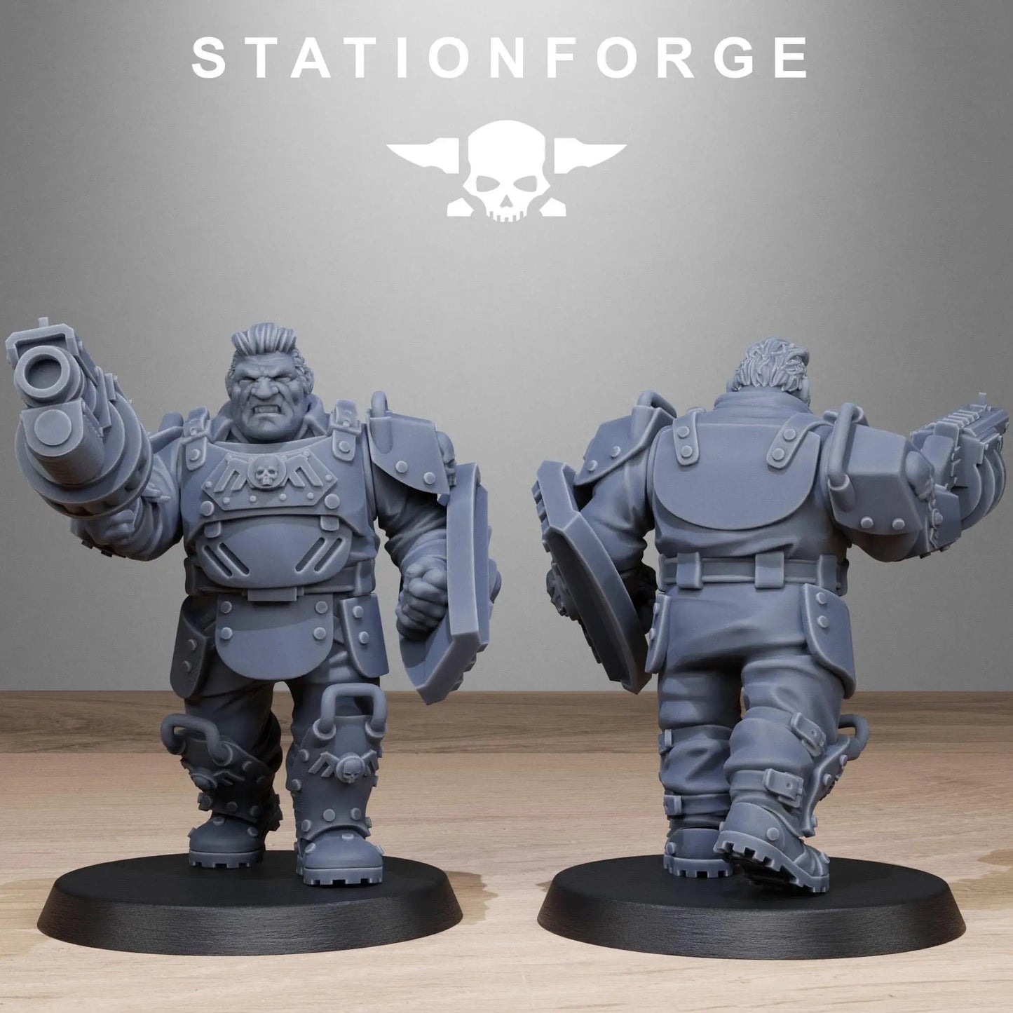 Grim Guard Armored Mutants by Station Forge 28/32mm Heroic Scale Miniature, 50mm tall, 10 Units, Proxy, Grimdark, Sci-Fi, OPR, Guard