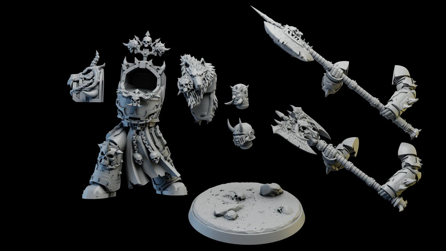 Exterminator Lord 4 by Ghamak Fantasy 28/32mm Scale Miniature, 56mm tall, Marine, Proxy, Sci-fi, Warlord, Chaos