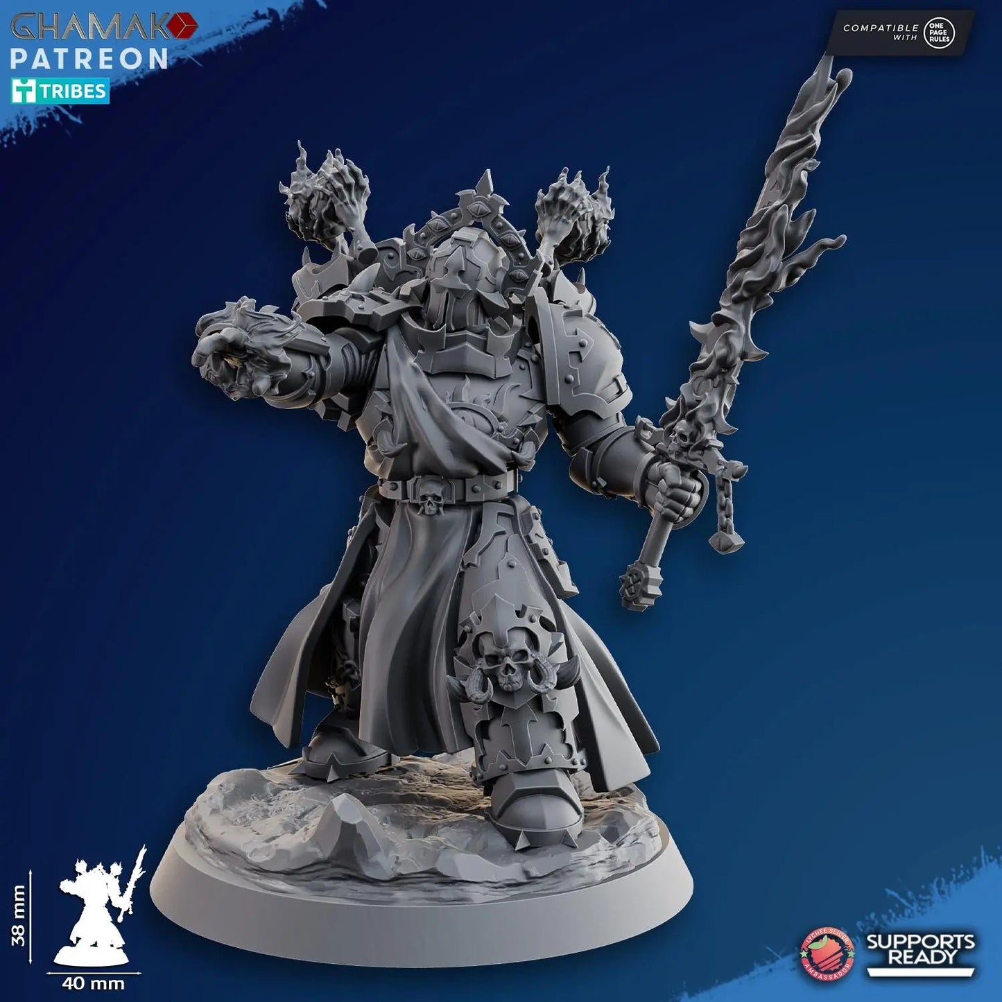 Heretic Warlock by Ghamak Fantasy 28mm Scale Miniature, 38mm tall
