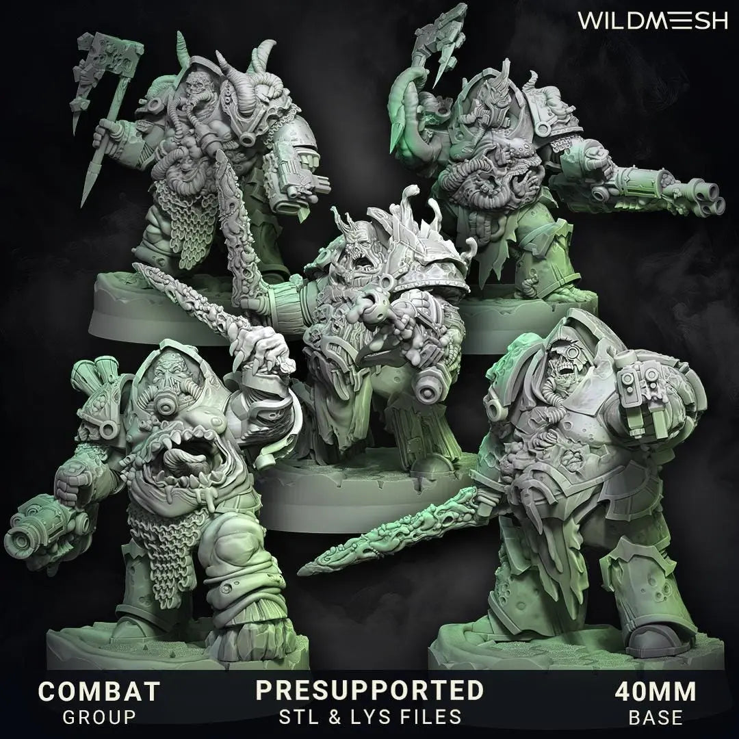 Chaos Plague - Annihilators Unit by Wild Mesh 28/32mm Heroic Scale Miniature, 45mm tall, 10 Units, Proxy, Grimdark, Sci-Fi, OPR