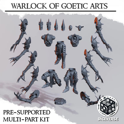 Warlock of Goetic Arts by Diceverse, 28/32mm scale miniature, 64mm Tall, Trench Crusade Proxy