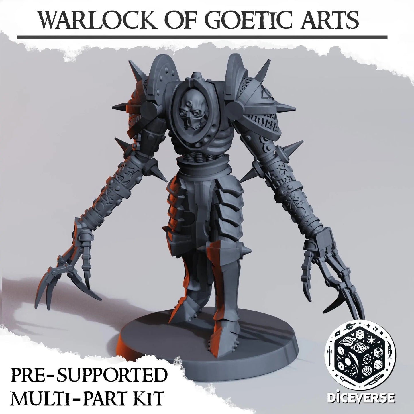 Warlock of Goetic Arts by Diceverse, 28/32mm scale miniature, 64mm Tall, Trench Crusade Proxy