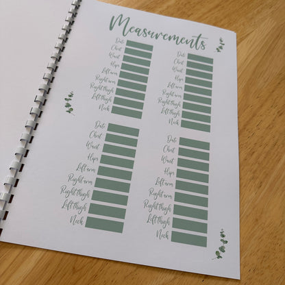 Binded Eucalyptus Leaf Weight Loss & Diet Tracker Journal A4 Diary - Up To 1 Year Measurements Goals Weigh Ins + Lots MORE! by WinsterCreations™ Official Store