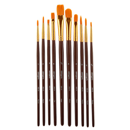 Studio Mixed Media Gold Nylon Brush Set  - 10 pc