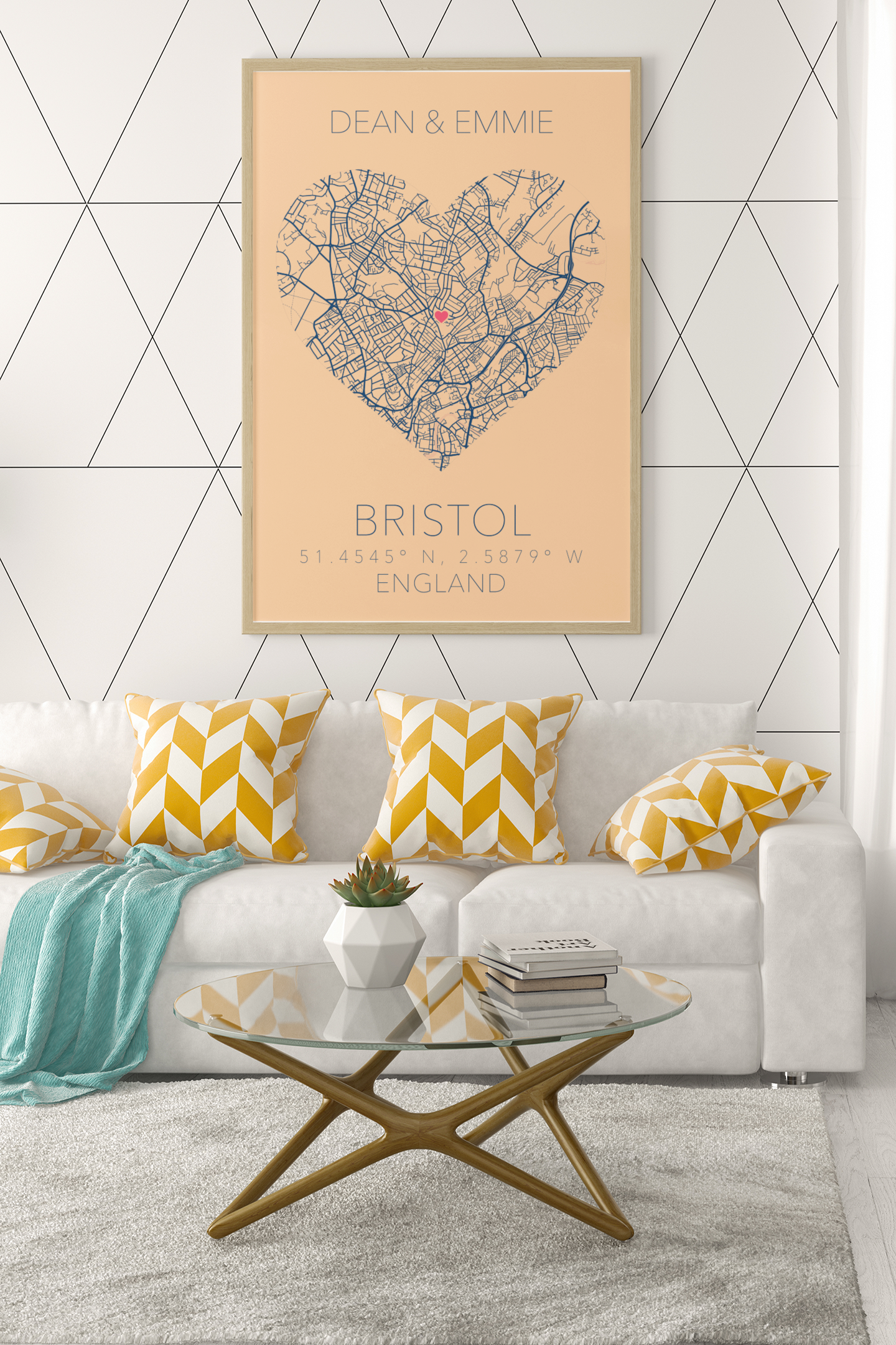 Couples Love Heart Map Any City & Country with Coordinates Personalised 2022 Wall Decor Print with 10 New Styles by WinsterCreations™ Official Store