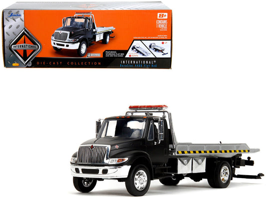 International DuraStar 4400 Flatbed Tow Truck Matt Black 1/24 Diecast Model Car by Jada  free shipping USA