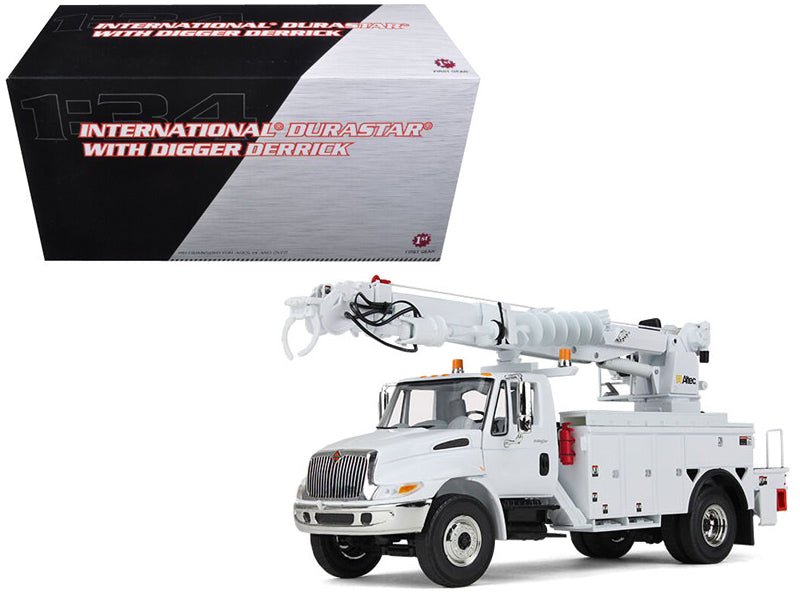 International DuraStar Truck with Digger Derrick Body "Altec" White 1/34 Diecast Model by First Gear  free shipping USA