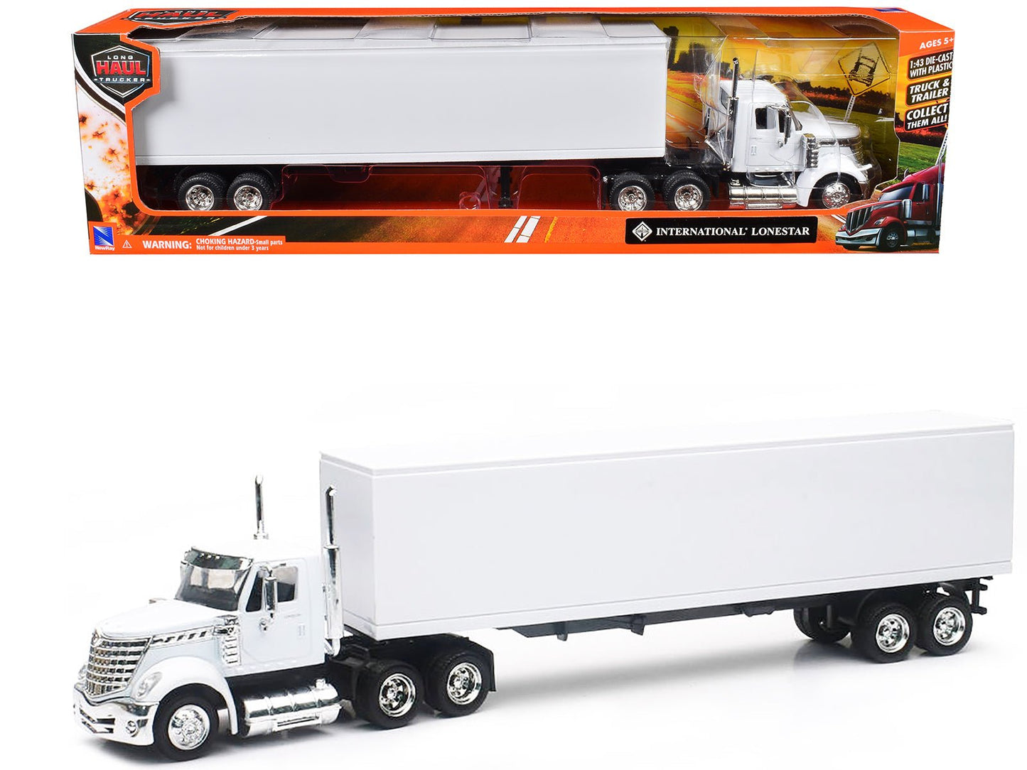 International LoneStar Truck with Dry Goods Trailer White "Long Haul Truckers" Series 1/43 Diecast Model by New Ray  free shipping USA
