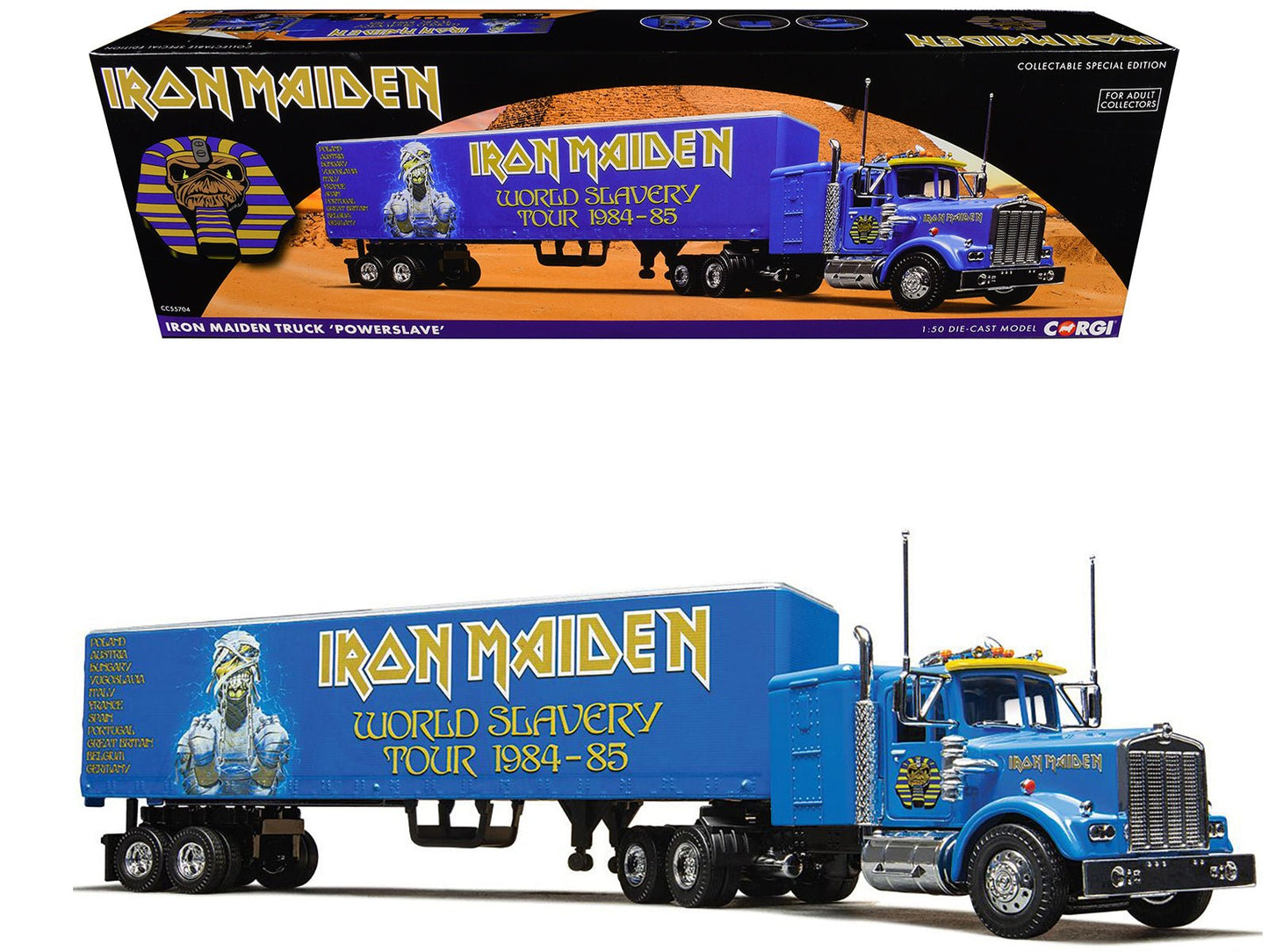 Iron Maiden "Powerslave" Transport Truck Blue "World Slavery Tour 1984-85" 1/50 Diecast Model by Corgi  free shipping USA