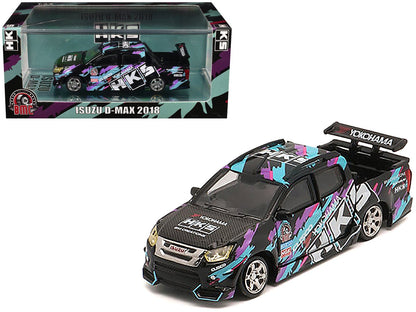 Isuzu D-Max Lowrider Pickup Truck RHD (Right Hand Drive) "HKS" Black with Graphics "Thailand Diecast Expo 2025" 1/64 Diecast Model Car by BM Creations  free shipping USA