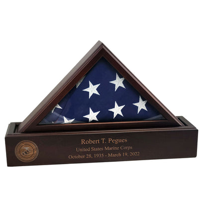 Flag and Personalized Pedestal Display Case - for 3x5 Capitol Flag.