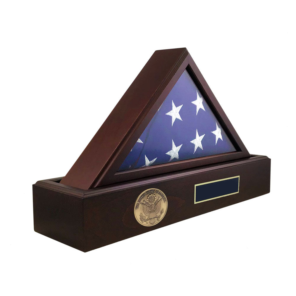 Flag and Personalized Pedestal Display Case - for 5x9.5 Capitol Flag