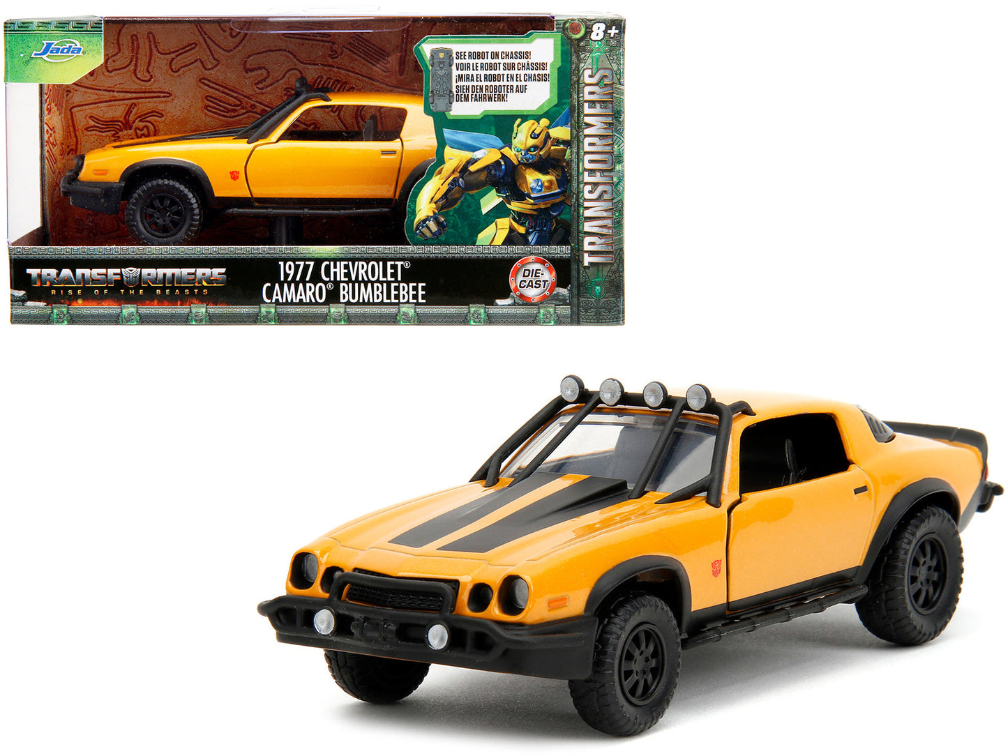 1977 Chevrolet Camaro Off-Road Version Yellow Metallic with Black Stripes "Transformers: Rise of the Beasts" (2023) Movie "Hollywood Rides" Series 1/32 Diecast Model Car by Jada  free shipping USA