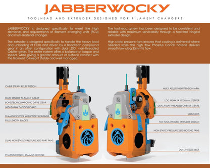 Jabberwocky Complete Toolhead with Filament Cutter and Extruder for 3D printers and Multi-Filament setups