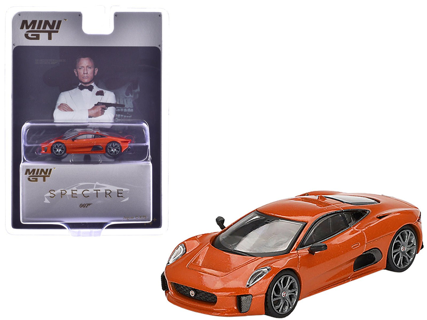 Jaguar C-X75 Orange Metallic 007 James Bond "Spectre" (2015) Movie Limited Edition 1/64 Diecast Model Car by Mini GT  free shipping USA