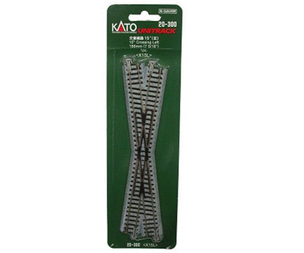 Kato 20-300 N Scale 186mm (7 5/16") Left Hand 15º Crossing UniTrack