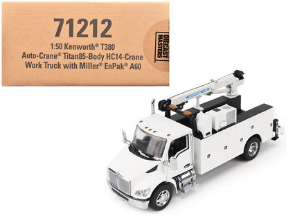 Kenworth T380 Auto-Crane Titan 85-Body HC14-Crane Work Truck with Miller EnPak White "Transport Series" 1/50 Diecast Model by Diecast Masters  free shipping USA