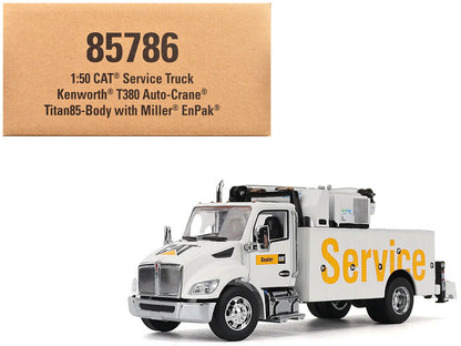 Kenworth T380 Auto-Crane Titan 85 Truck with Miller EnPak White "Transport Series" 1/50 Diecast Model by Diecast Masters  free shipping USA