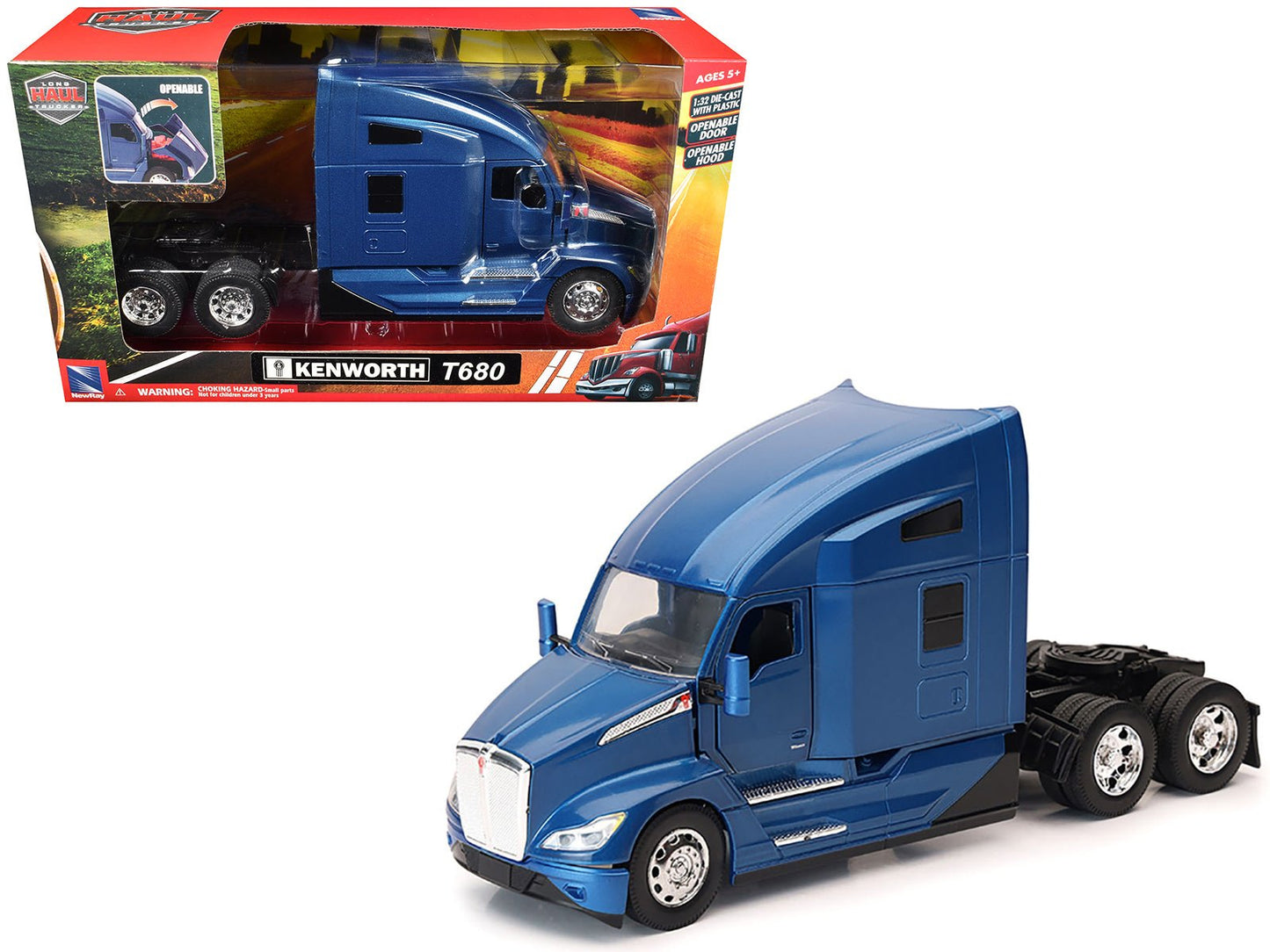 Kenworth T680 Truck Tractor Blue Metallic "Long Haul Truckers" Series 1/32 Diecast Model by New Ray  free shipping USA